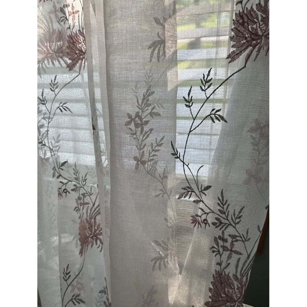 Peri Home Sheer Curtains Set of 4 Panels Orchid Floral Embroidered Panels
